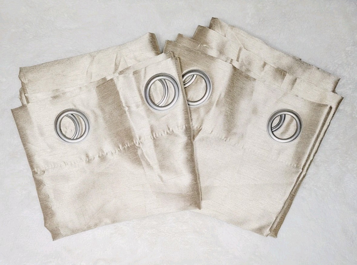 RJ Designers Blackout Curtains 2 Panels Beige Satin 36″x84” Great Quality NEW