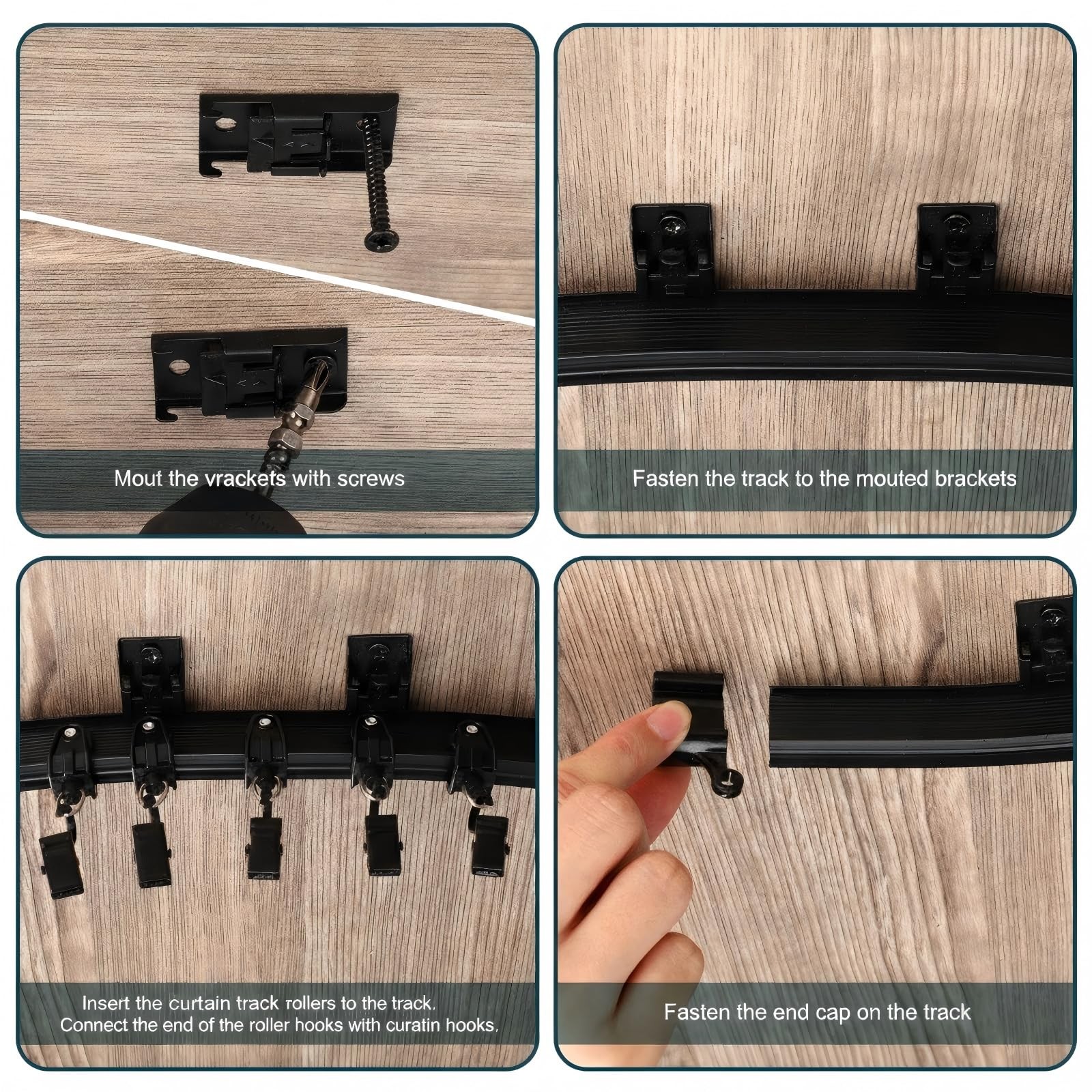 Curved Ceiling Curtain Track Bendable Mount for 5 m/ 16.4 ft, Black