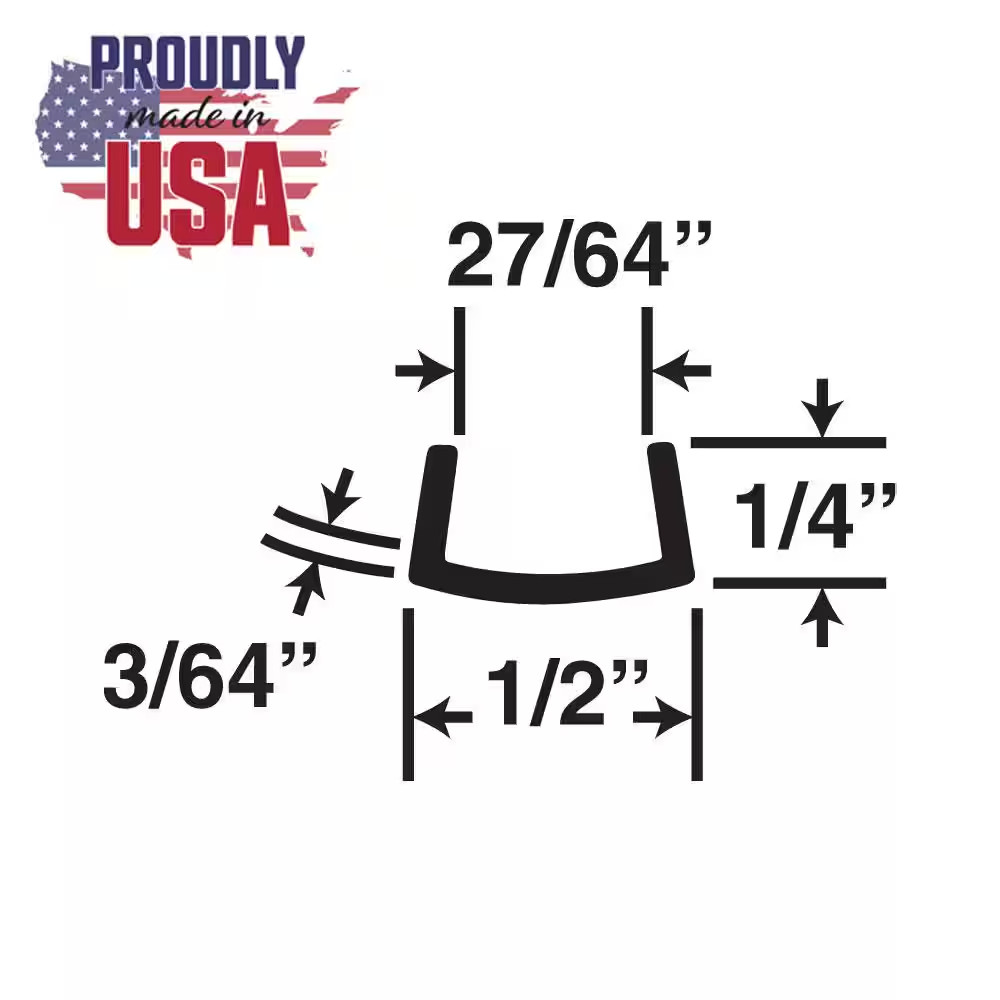 1/4 In. D X 1/2 In. W X 48 In. L White UV Stabilized Rigid PVC Plastic U-Channel