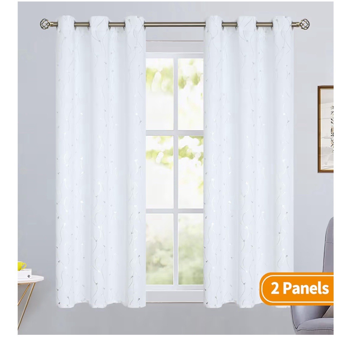 BGment White Blackout Curtains 45” 2 Panels Grommet Thermal Insulated (New)