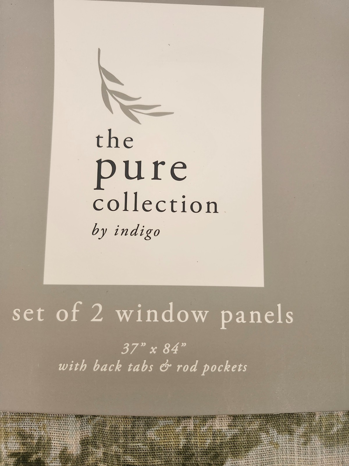 NWT The Pure Collection 2 Window Panels 37″x84″ Green Botanical Cottagecore