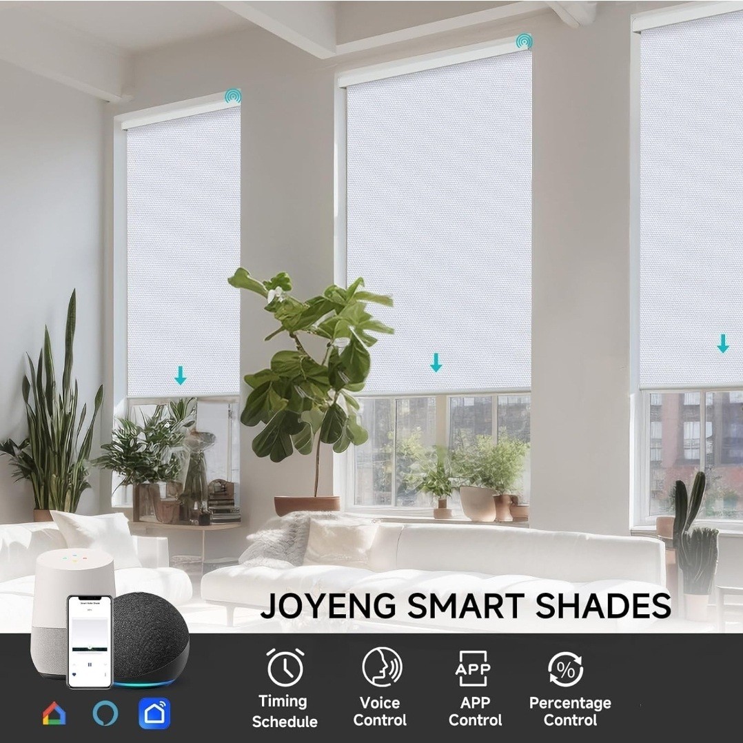 Smart Motorized Blackout Blinds 23″W x 72″L, Alexa & Google Compatible, White