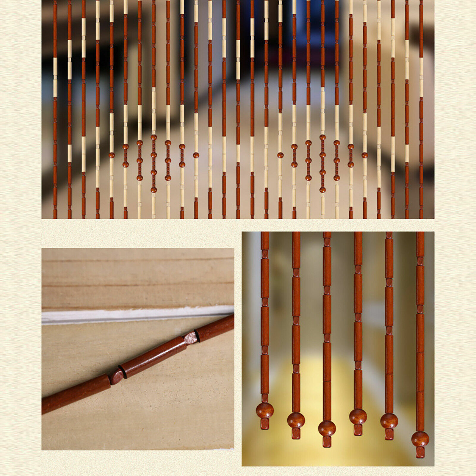 Bamboo Bead Curtain String Door Curtains Beaded Wooden Curtain fit for Doorway