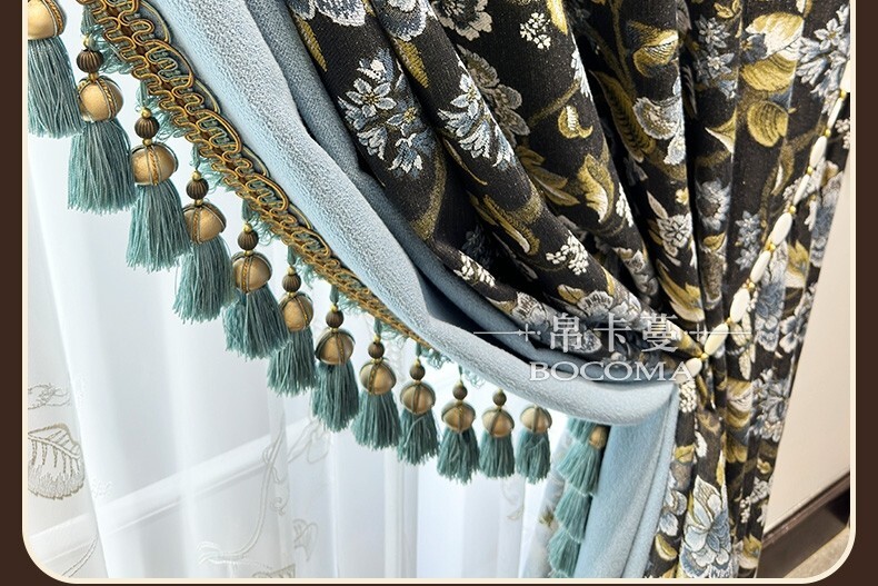 Luxury American Villa Shade Chenille cloth blackout curtain valance drape C2137