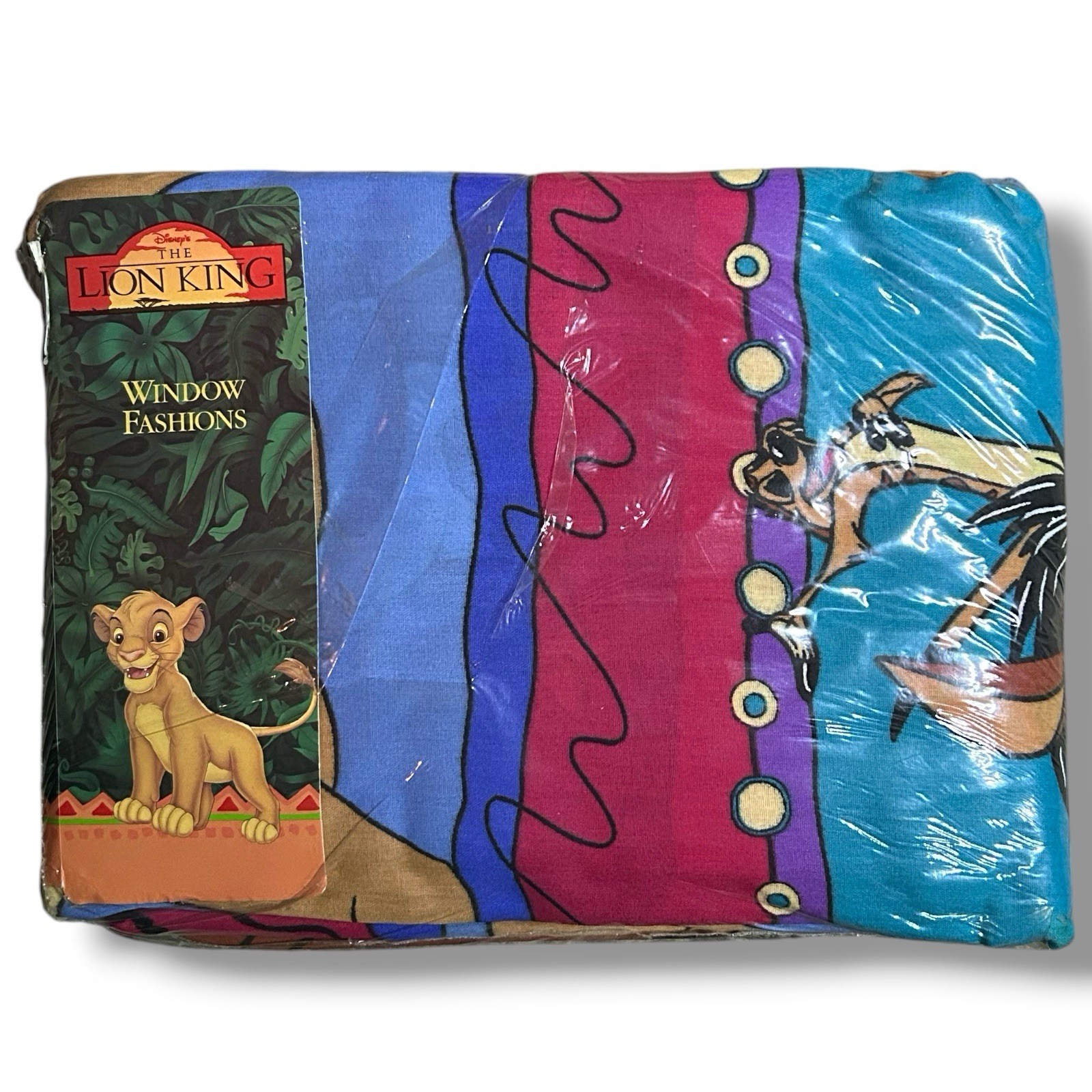 Vintage Disney The Lion King Curtain Panels Drapes Tie Backs Simba 80 x 63 (2)
