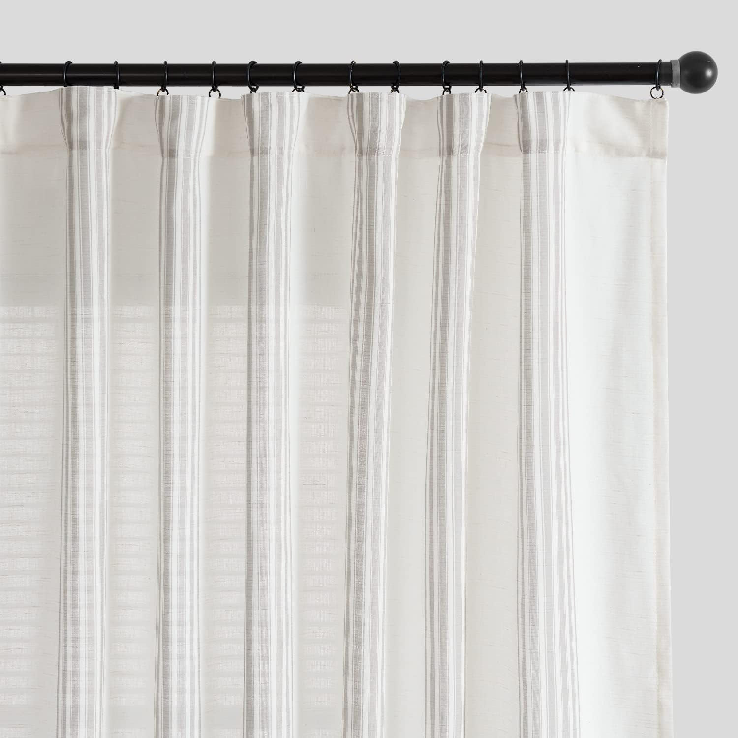 Striped Linen Blend Curtains 72 Inches Long for Living Room Grey Stripe Semi She