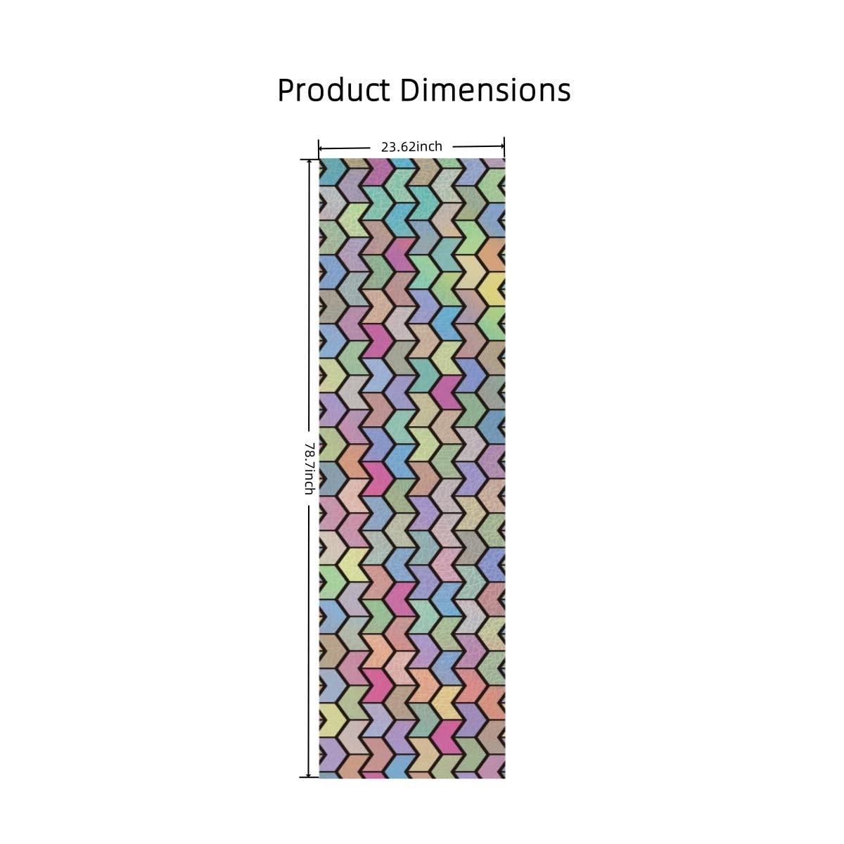 Rainbow Decorative Stained Glass Window 23.62″ x 78.7″, Colorful Geometry