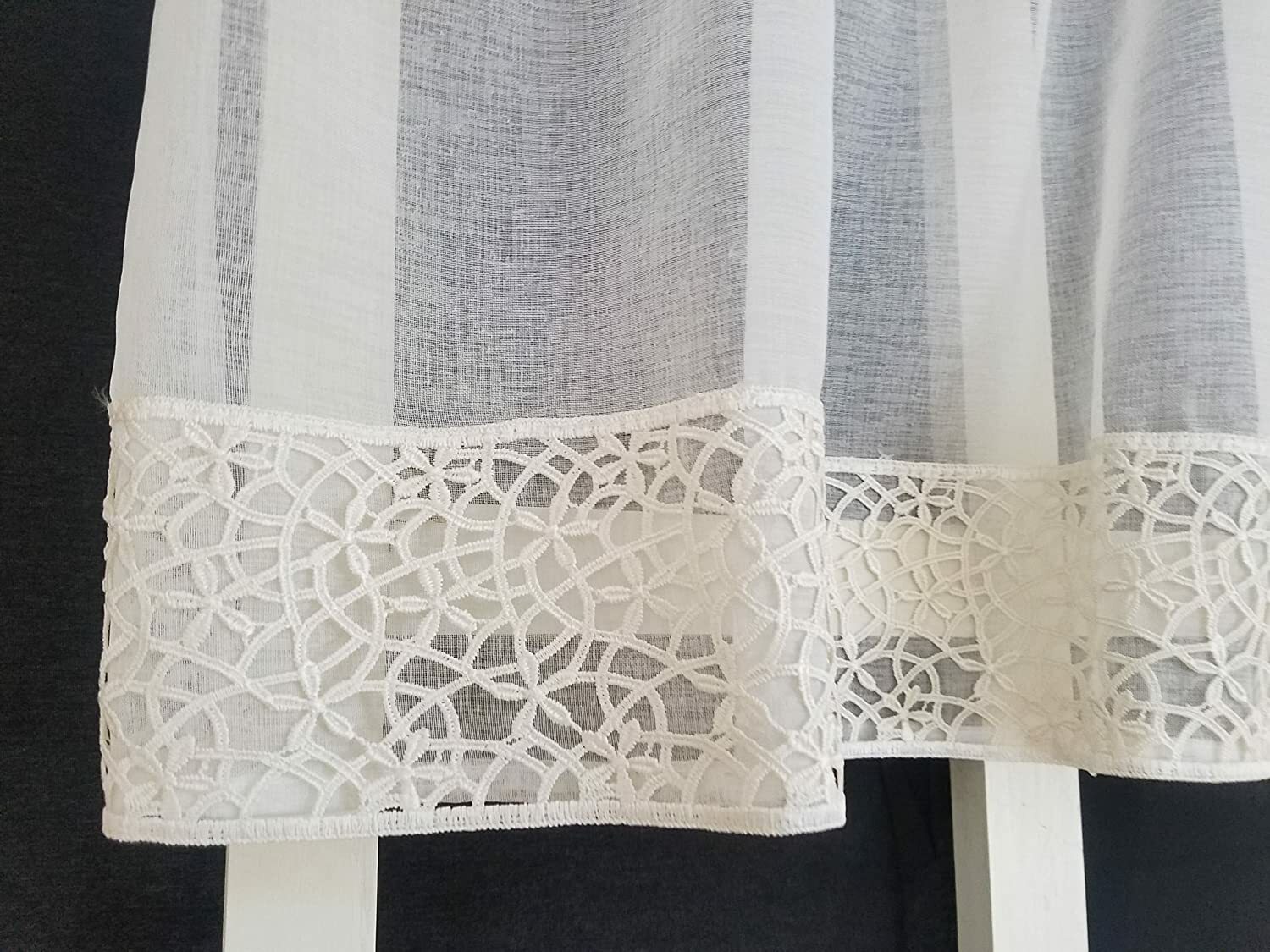 Regal Vienna Macrame Lace 3 pc Kitchen Curtains 3 Tier Ivory Light Beige NWOP