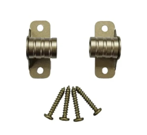 OUTSIDE MOUNT Antique Brass BRACKETS for 3/8″ Rodding Doors & Sidelights (1-Pr)