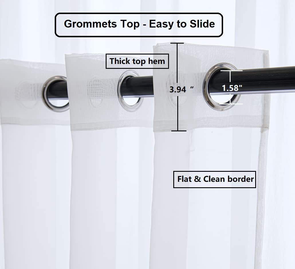 Sheer White Curtains 84 Inch Length, Solid Voile with Grommet Top for Living …