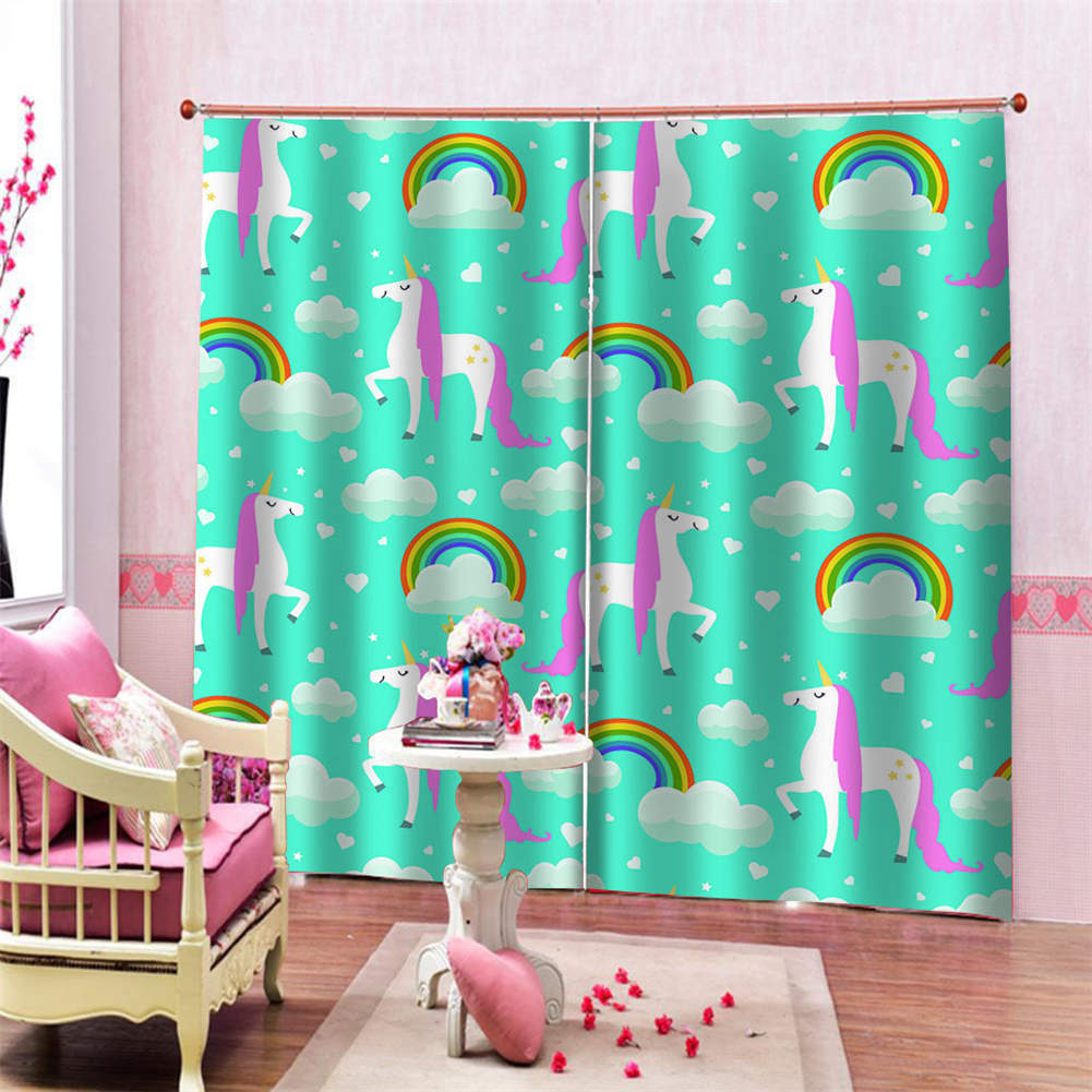 Colorful Fish Blue Big School Printing 3D Blockout Curtains Fabric Window