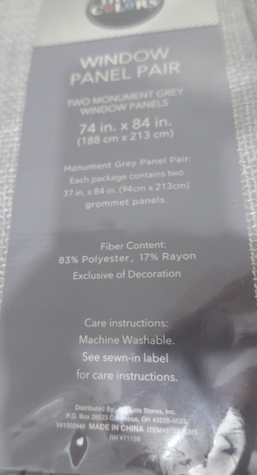 Living Colors Window Panel Curtains Grey Set of 2 74”x84” NEW