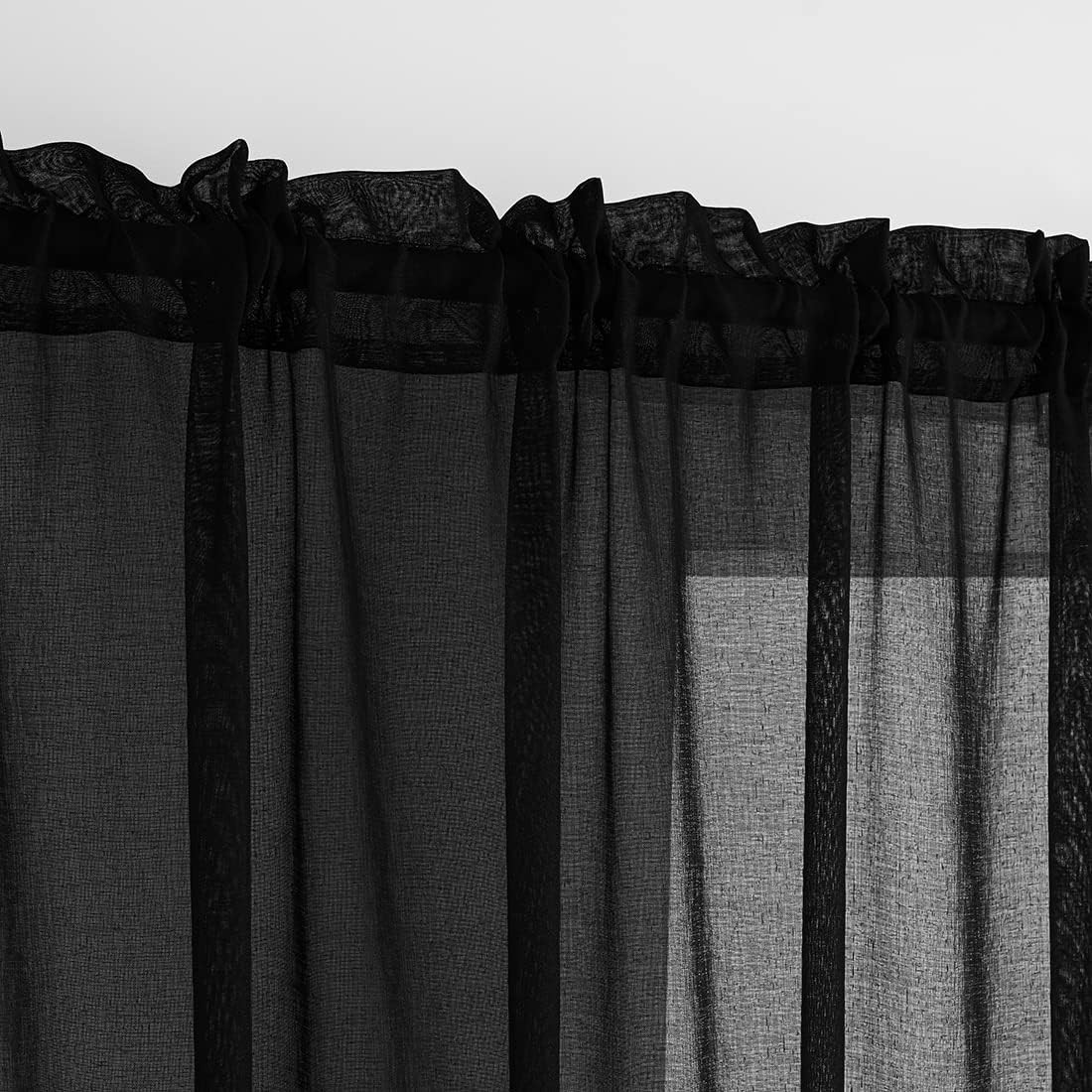 Sheer Curtains for Windows, Window Treatments Semi Crinkle Curtains, Rod Pocket