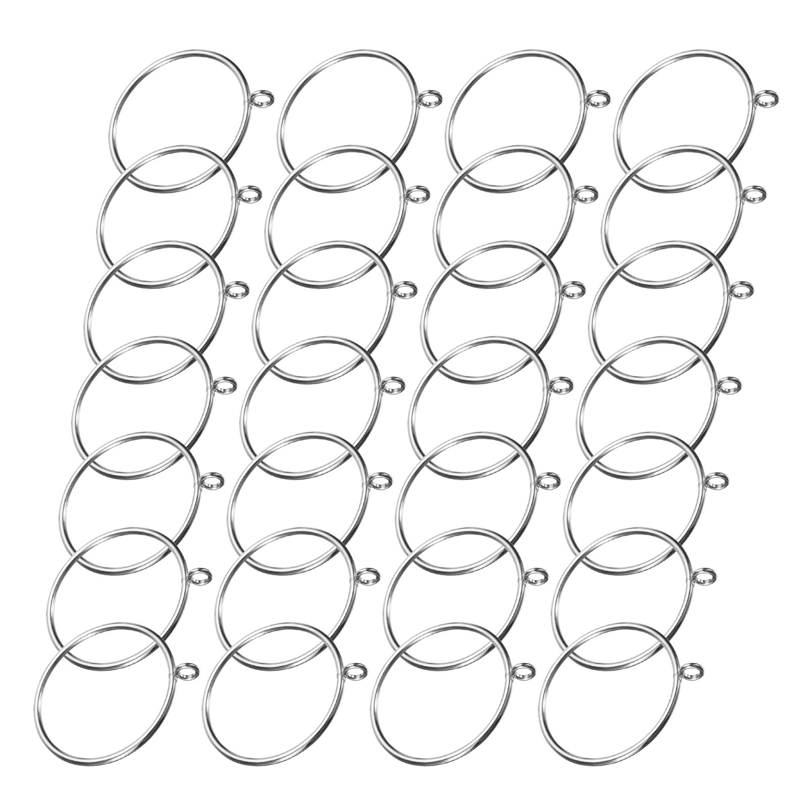28 Pcs Brass Curtain Rod Rings Curtain Hanging Rings 2.5″ Inner Diameter Silver