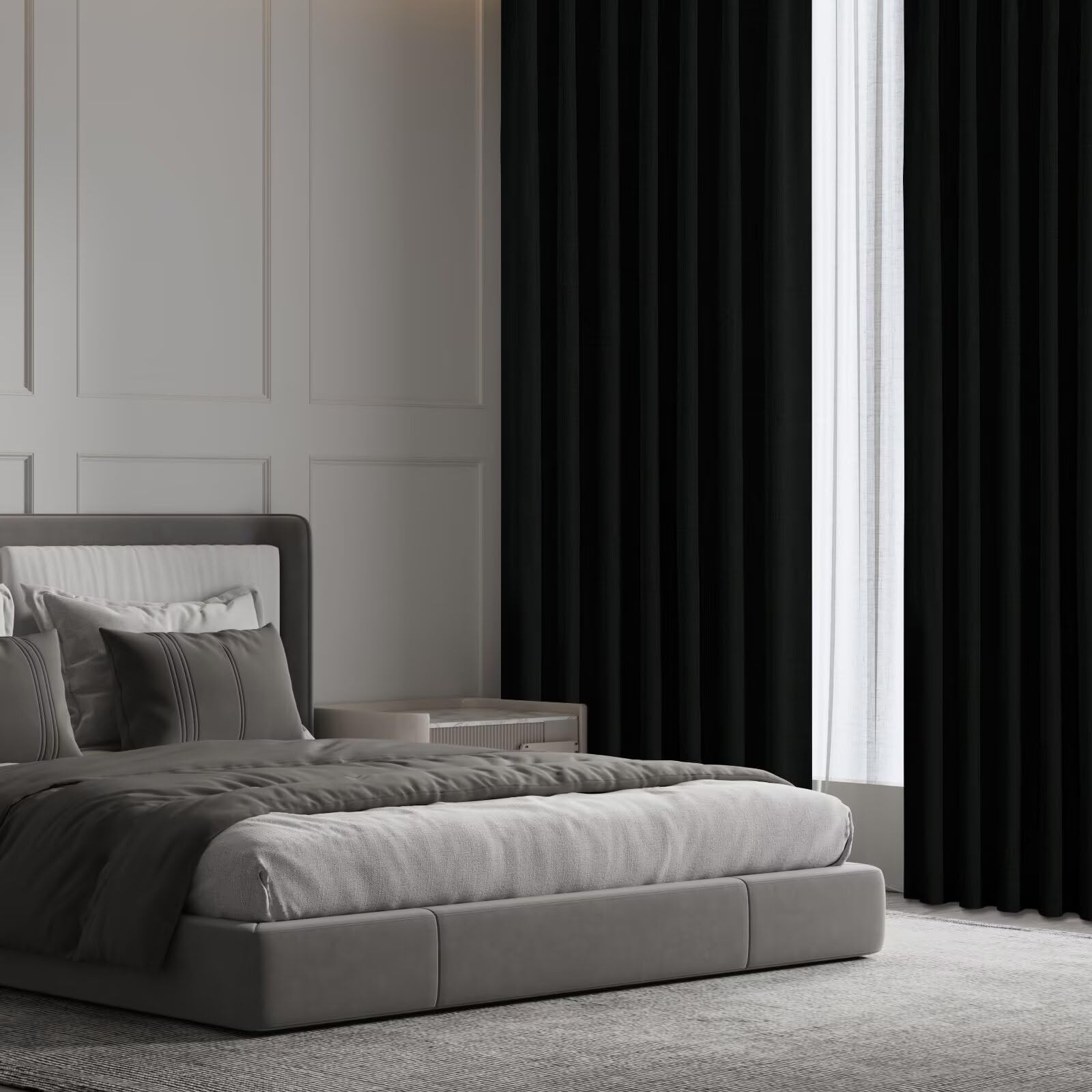 CUCRAF 100% Blackout Back Tab and Rod Pocket Curtains 84 Inch Length 2 Panels Se