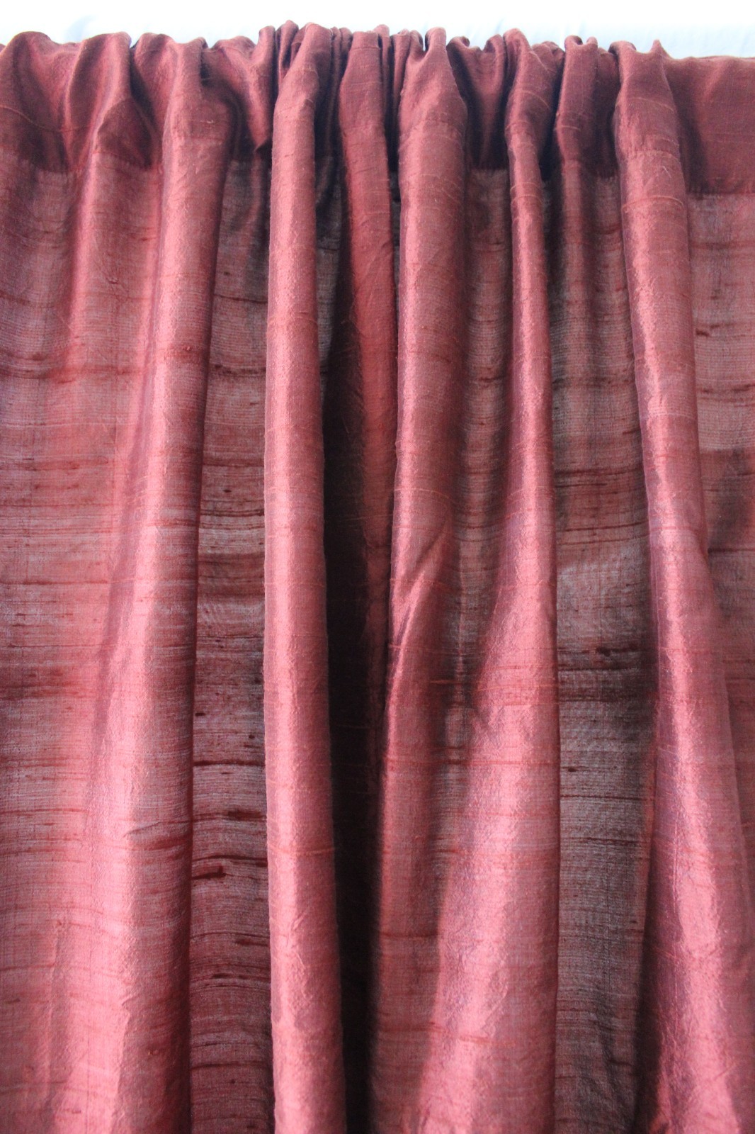 Oxblood Red 100% Silk Drapery Panel 40×78 Lined Rod Pocket Curtain Vintage 1990s
