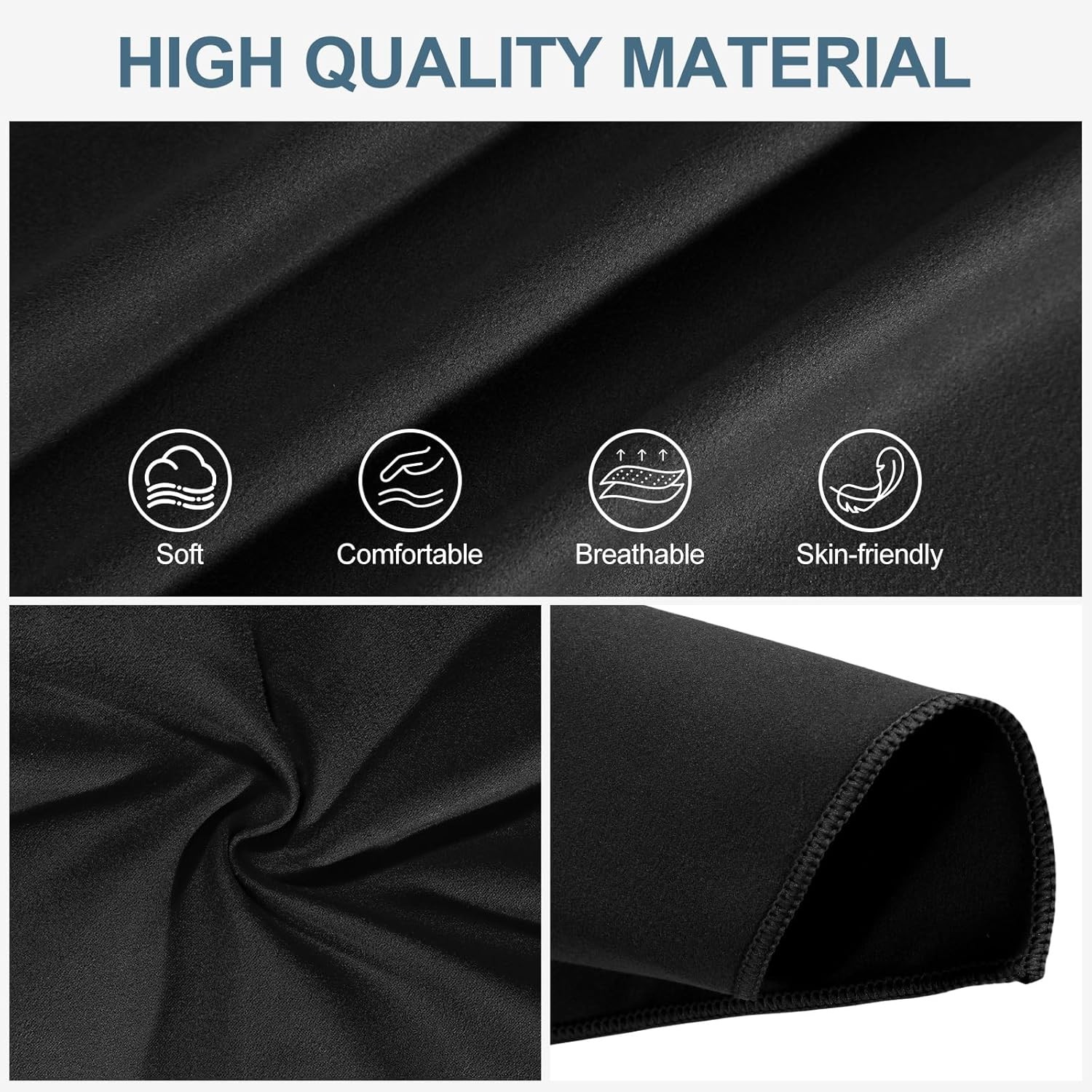 Scotamalone Handkerchiefs for Men Sweat Absorbing Sport Microfiber Black