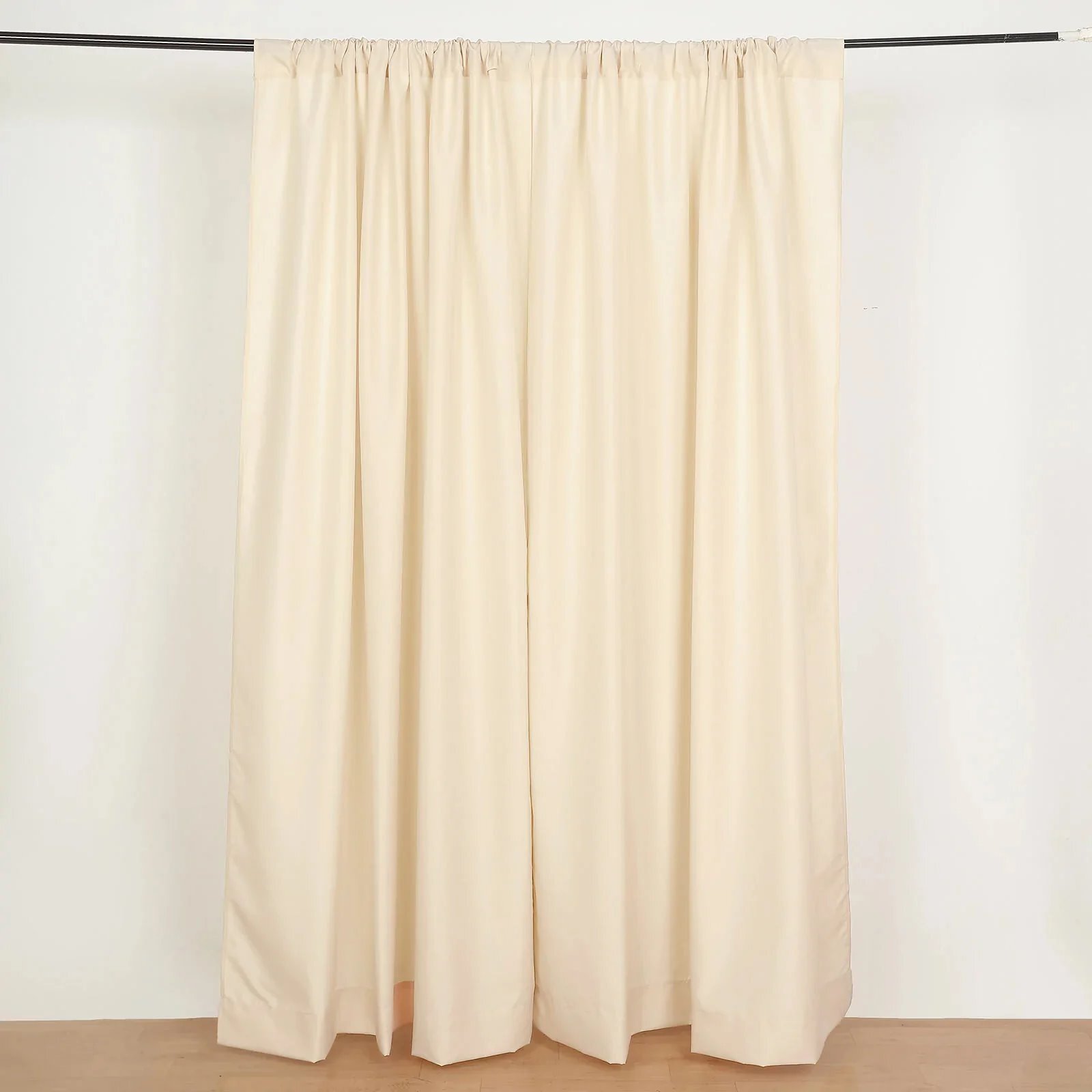 BEIGE 2 Drapery Panels 8 ft Polyester Backdrop CURTAINS Rod Pockets Party Events