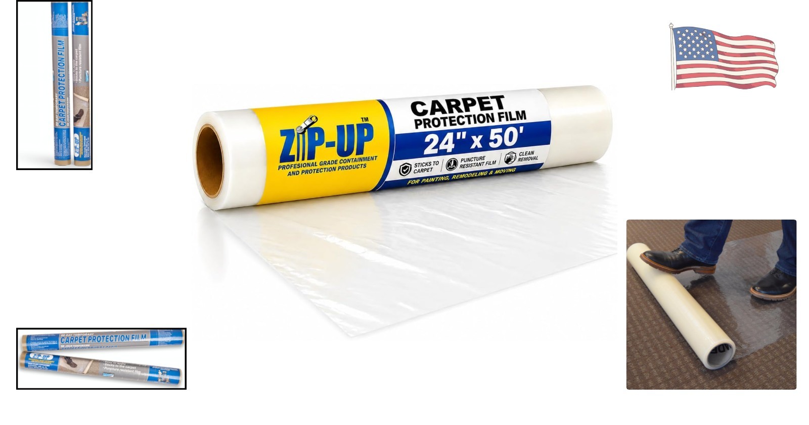 Durable 24″ x 50′ Water-Resistant Carpet Protection Film – Easy Installation