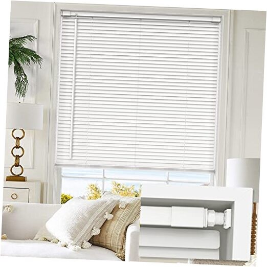 No Tools No Drill 1″ Vinyl Mini Blinds, Cordless 36″ W x 64″ H Cordless-white
