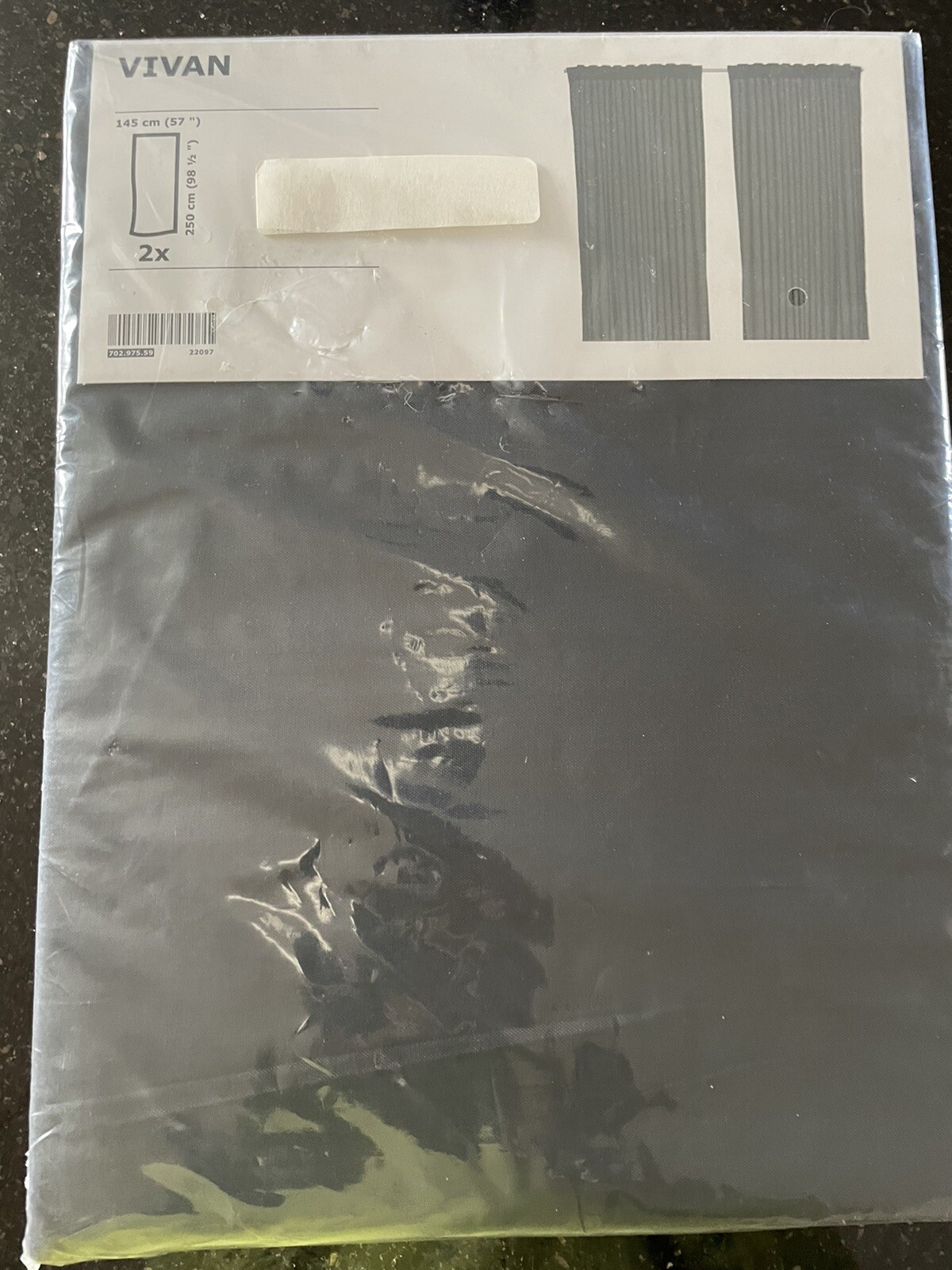 Ikea VIVAN Black Pair of Semi Sheer Curtain Window Panels 57″x 98 1/2″ NEW
