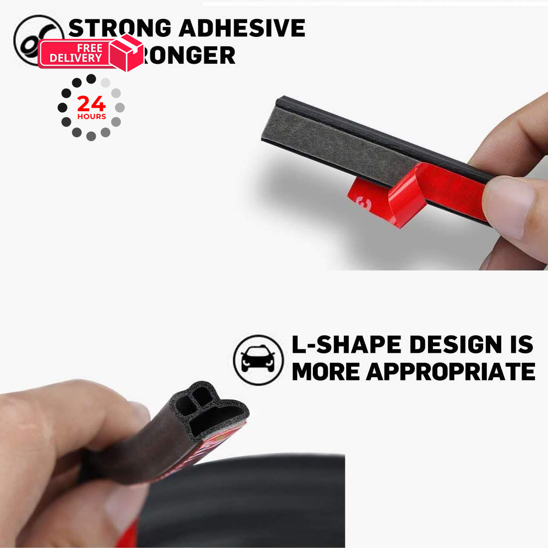 Universal Car Weather Stripping, Self-Adhesive Auto Door 33 Feet Long, Black