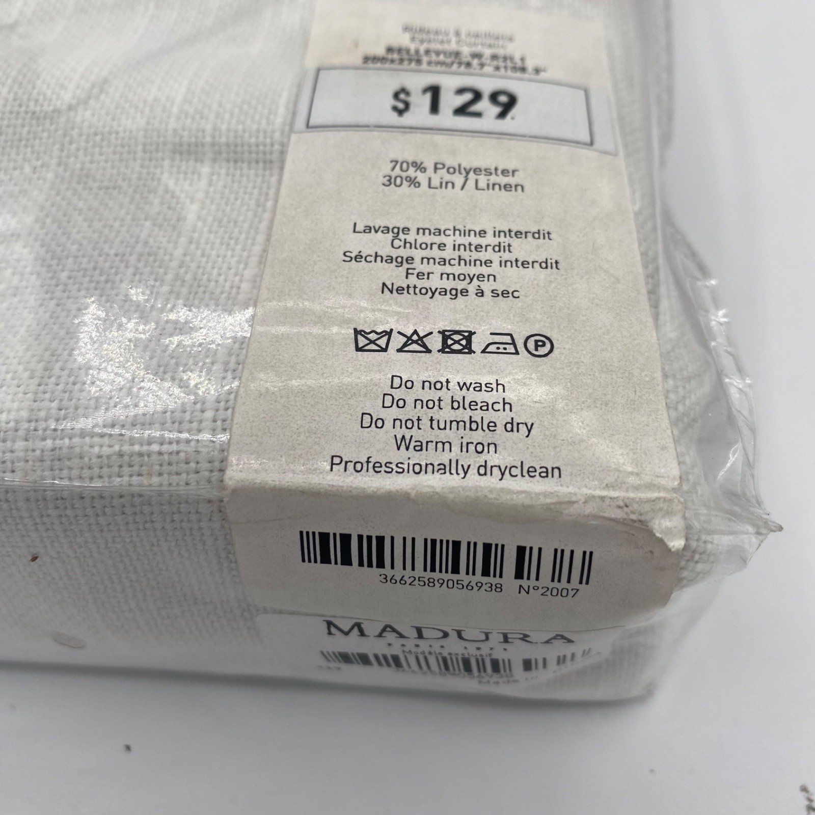 MADURA Bellevue Linen Blend Eyelet Curtain Off White 79 x 108 in 2 single Panels