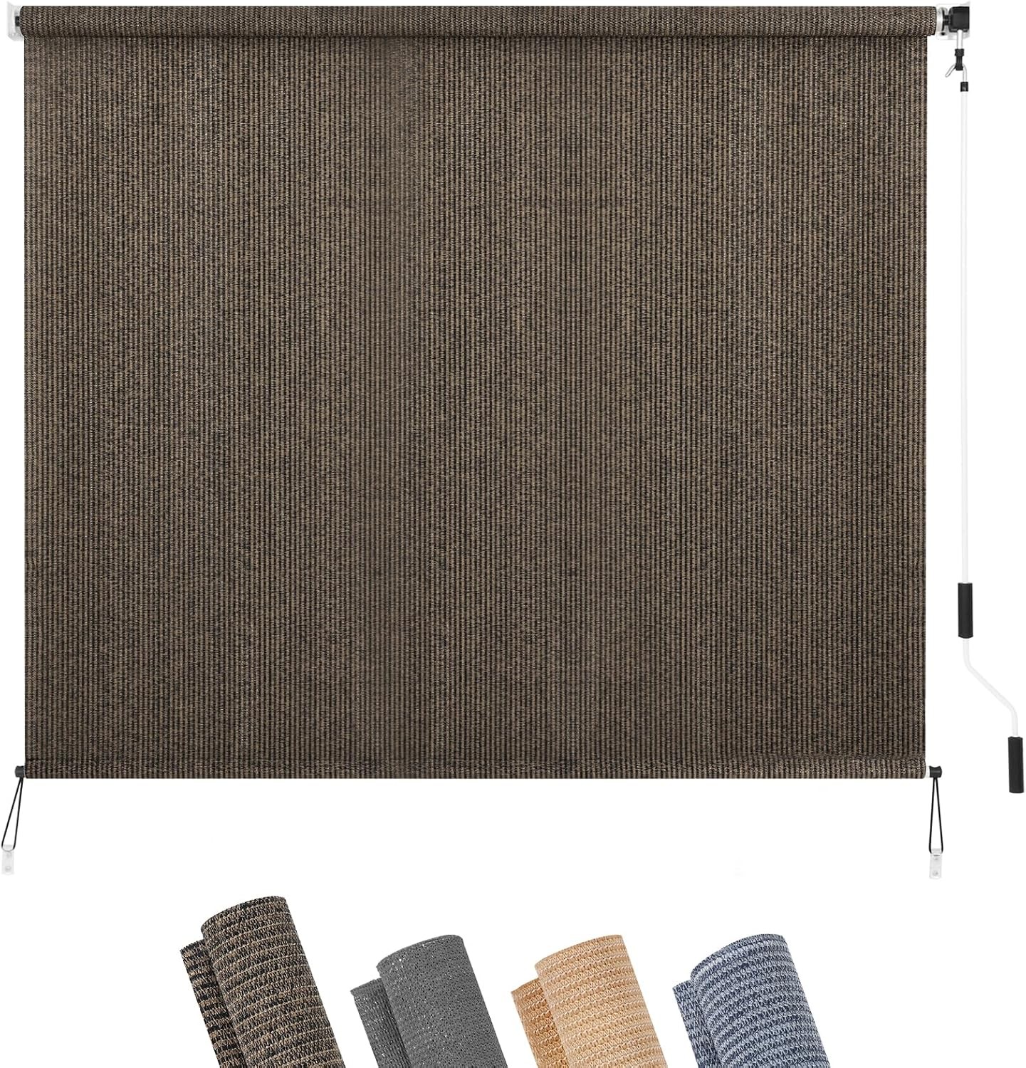 Patio Shades Roll Up Outdoor Blind, 10′ W x 8′ H Cordless Sun Shade Screen with