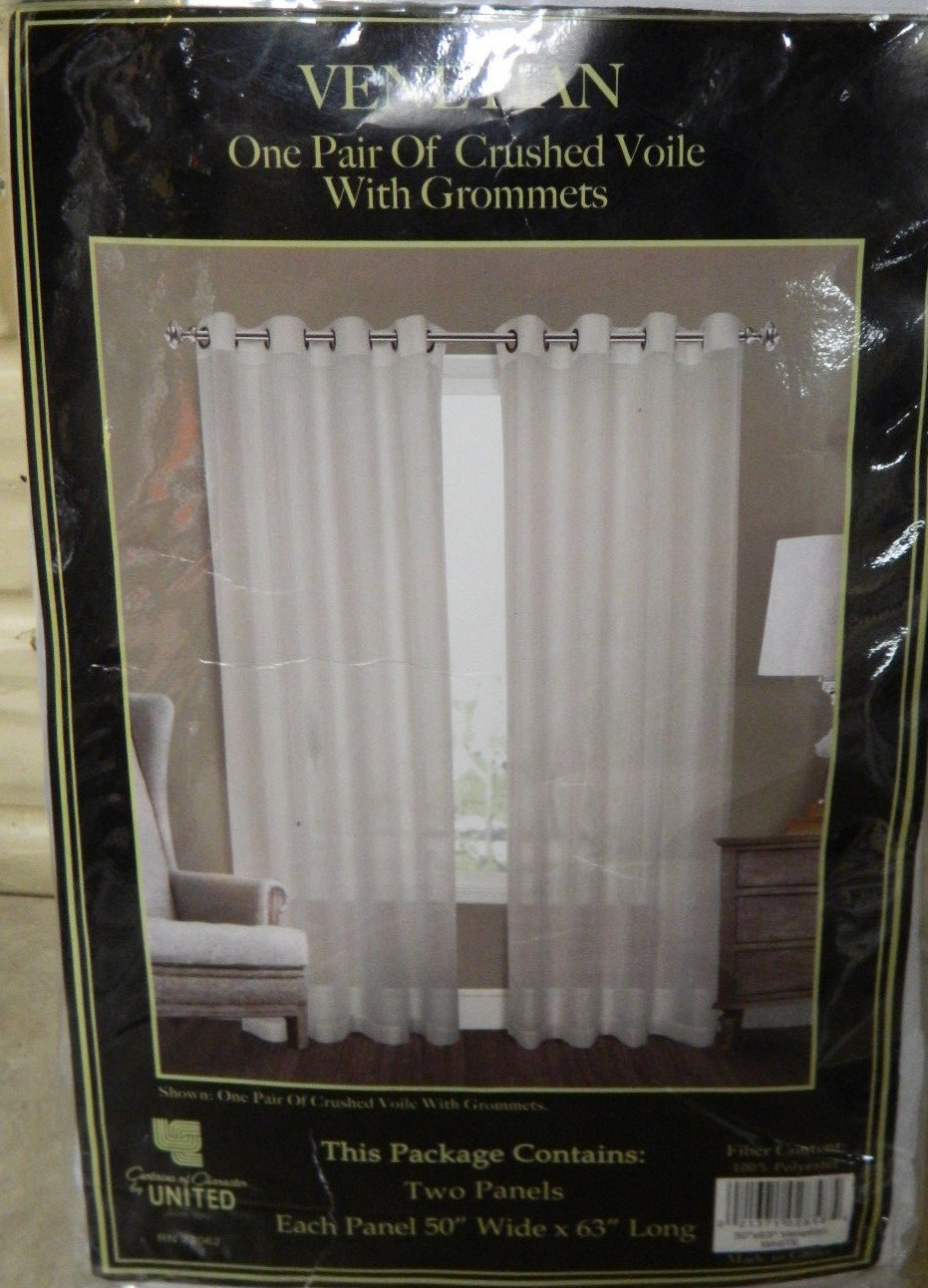 NIP UNITED VENETIAN PAIR OF CRUSHED VOILE /CROMMETS 2-PANELS EACH 50″ X 63″ LONG