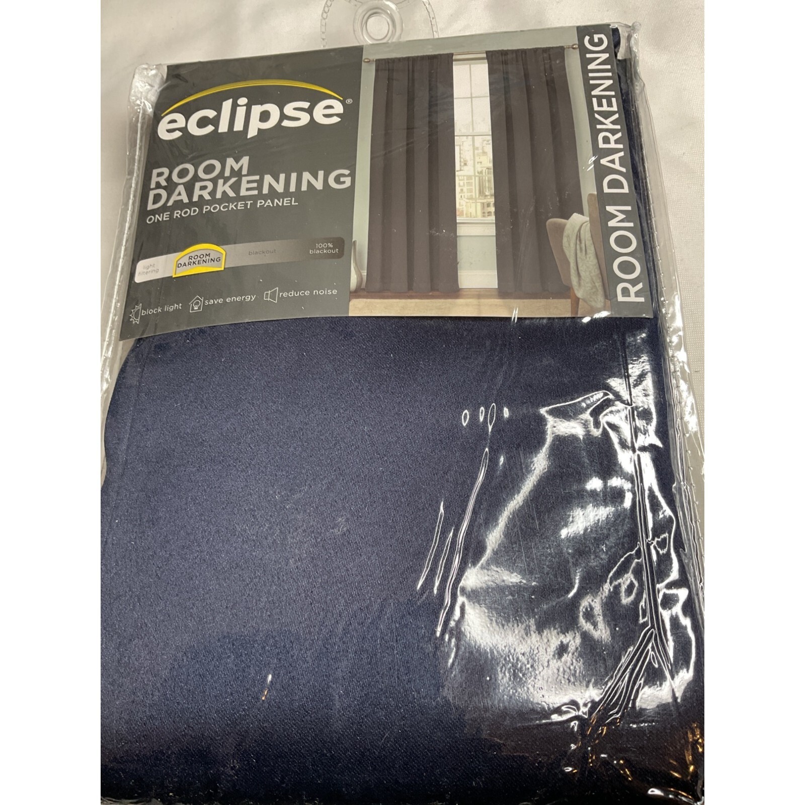 Eclipse Tricia Solid Rod Pocket Curtain Panel 52in x 84in Dark Blue