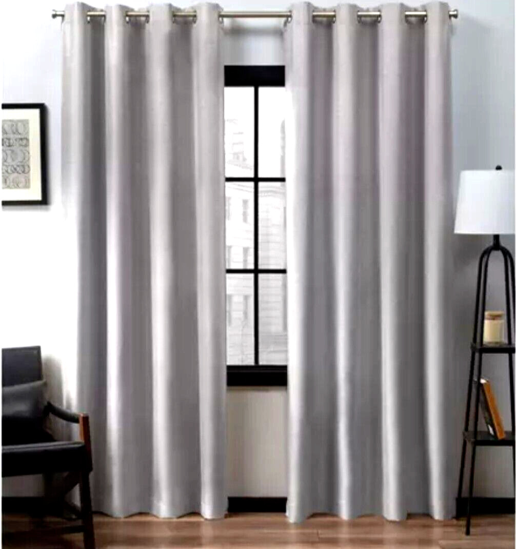 Set of 2 Loha Linen”Look” Curtain Panels Dove Grey 54 x 84 Each – Exclusive Home