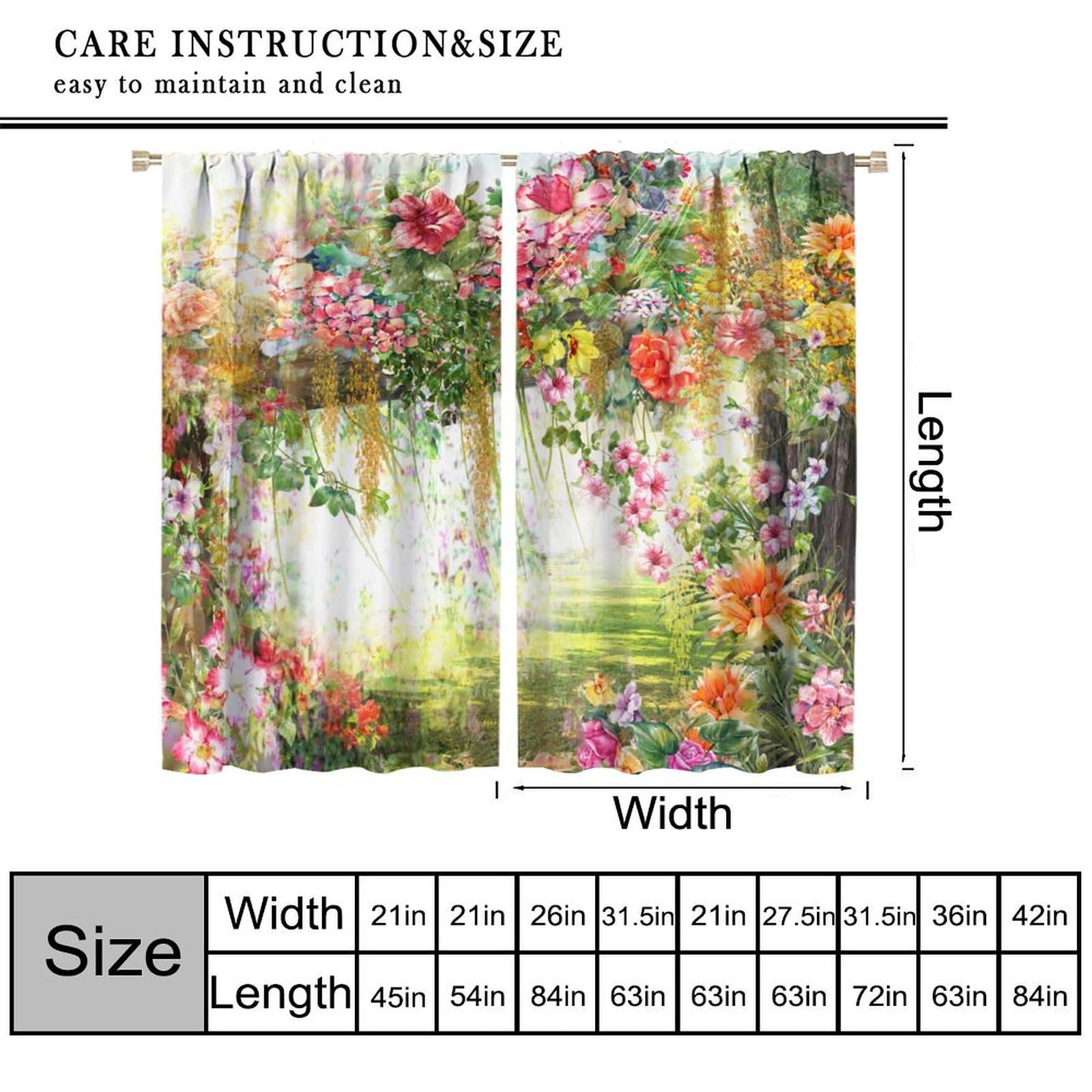 Floral Curtains for Kitchen, Summer Spring Floral Nature Flower for Bedroom L…