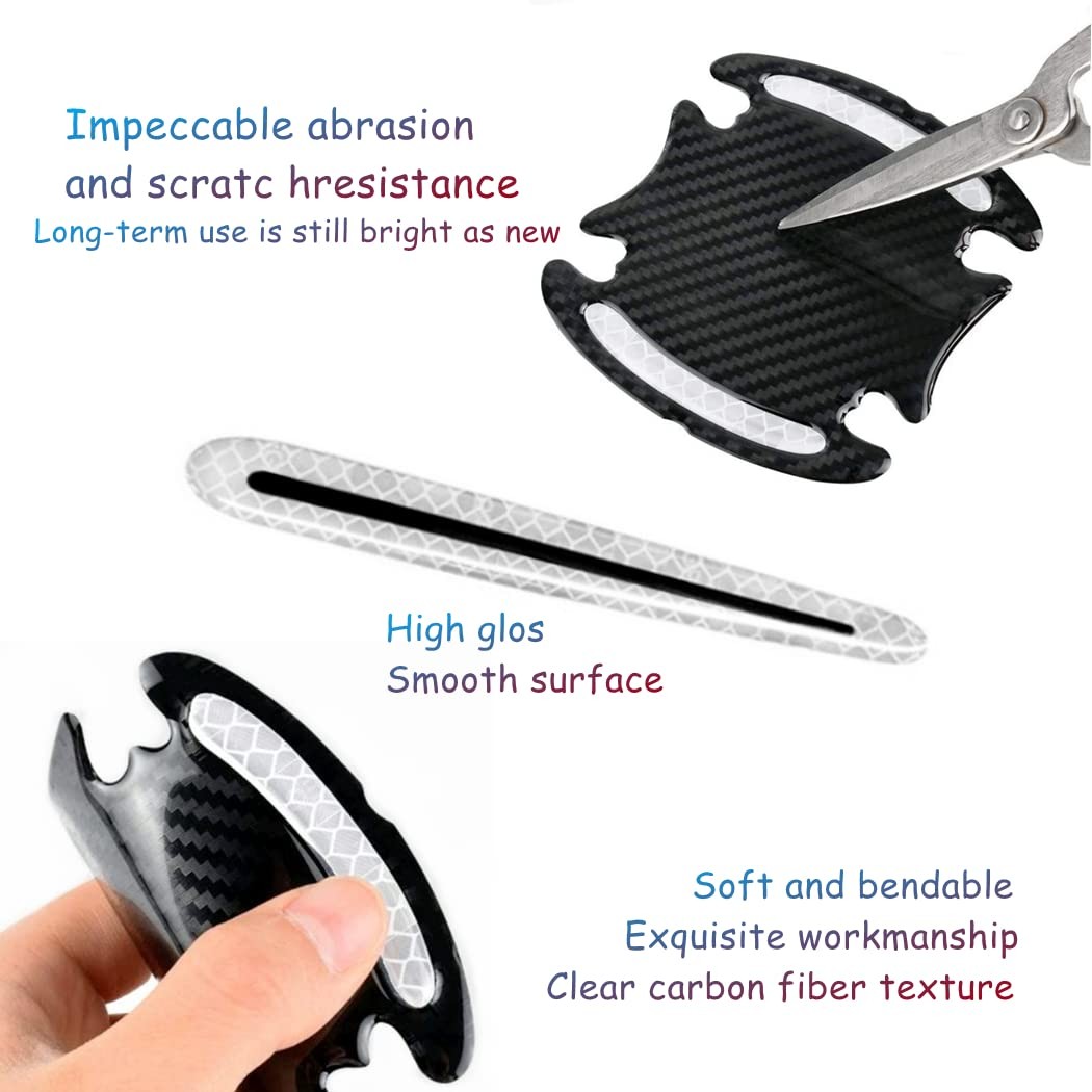 8pcs Universal 3D Carbon Fiber Texture car Door Handle Door Bowl Paint Scratc…