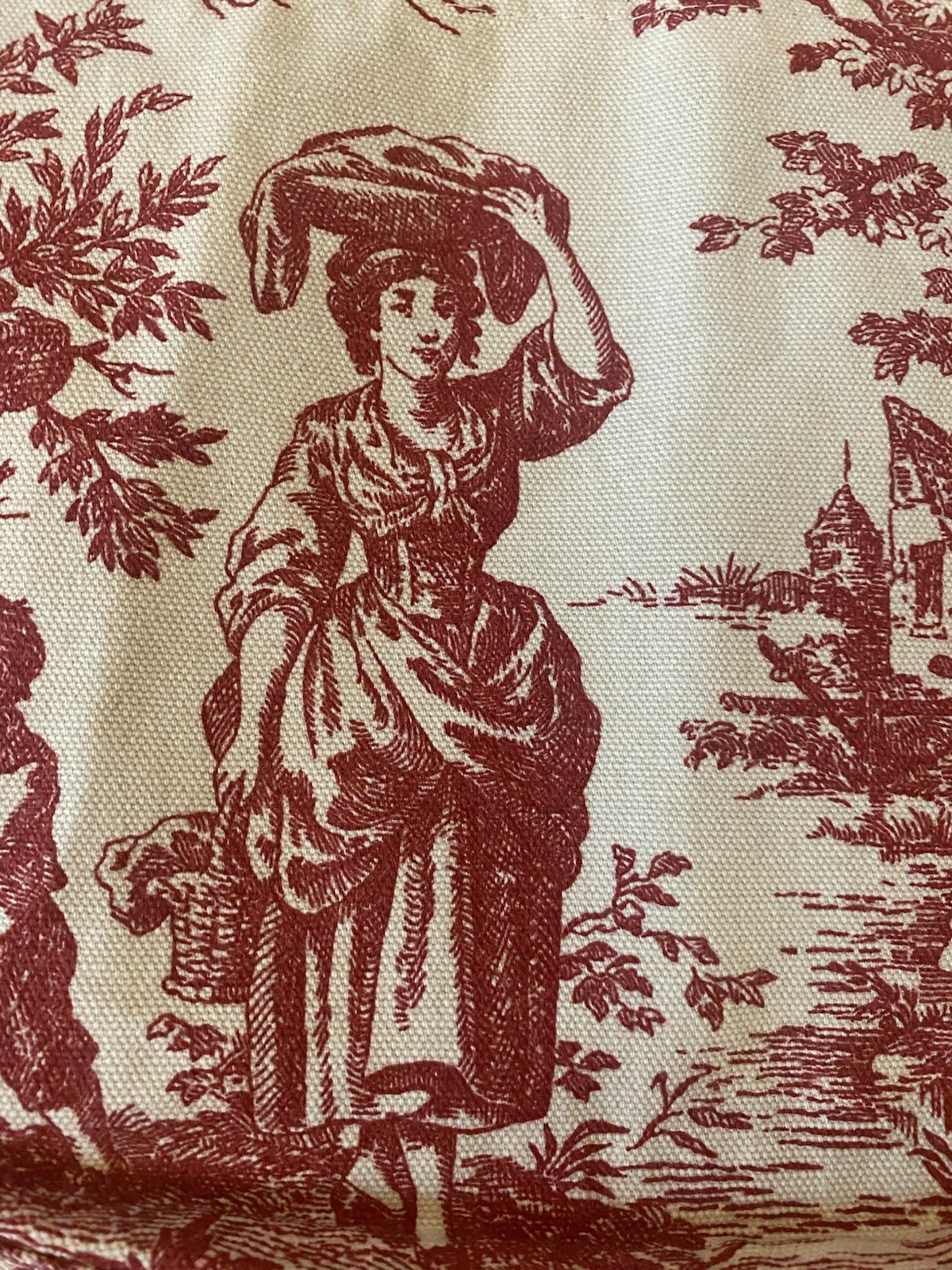 Waverly Red Toile French Country Life Valance Scalloped Layers Red Gingham