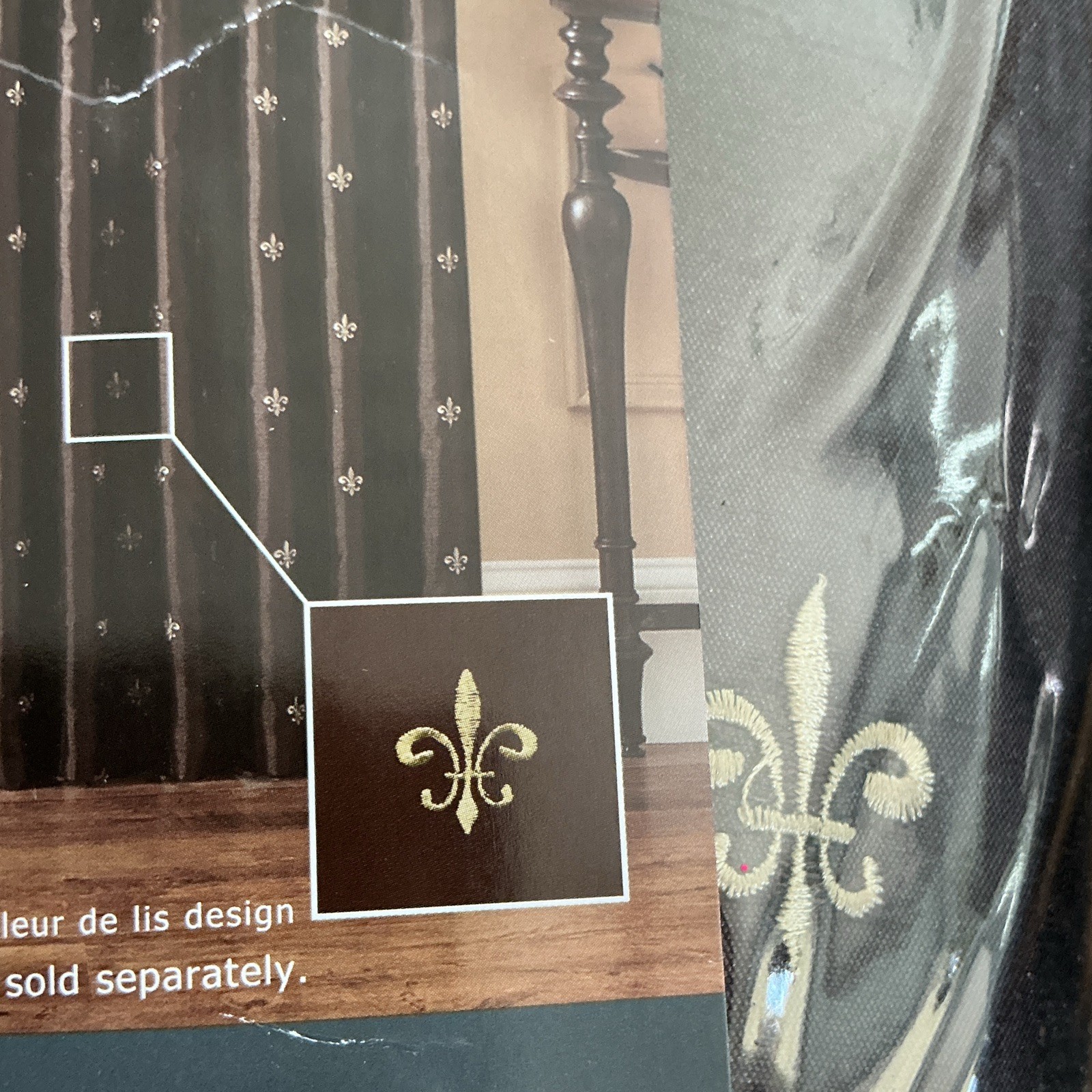 PERI Celeste Chocolate Fleur-de-lis curtains 50×108 Polyester
