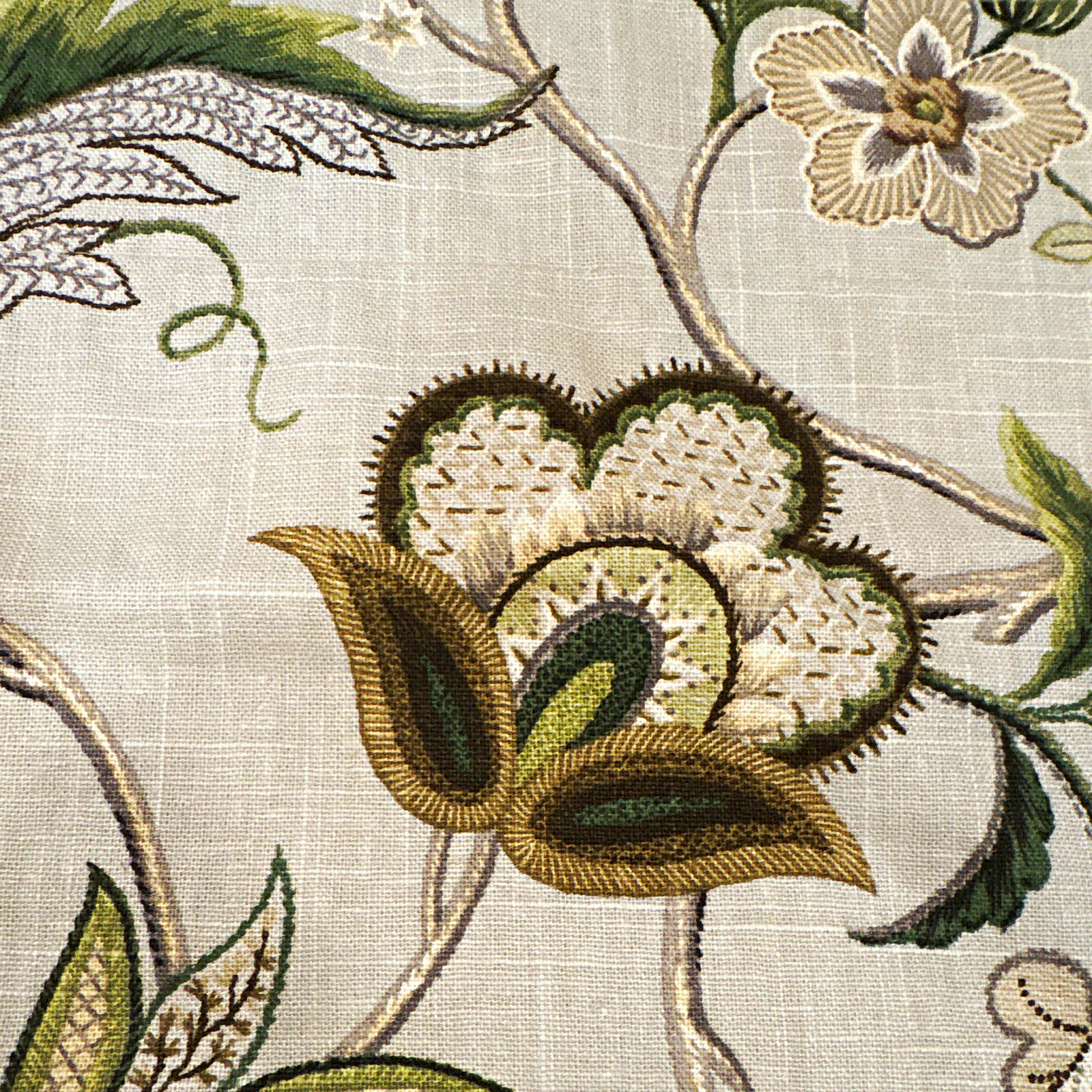 Rod-Pocket Lined Single Valance, 50×17, Floral, Scalloped, Light Blue, Green