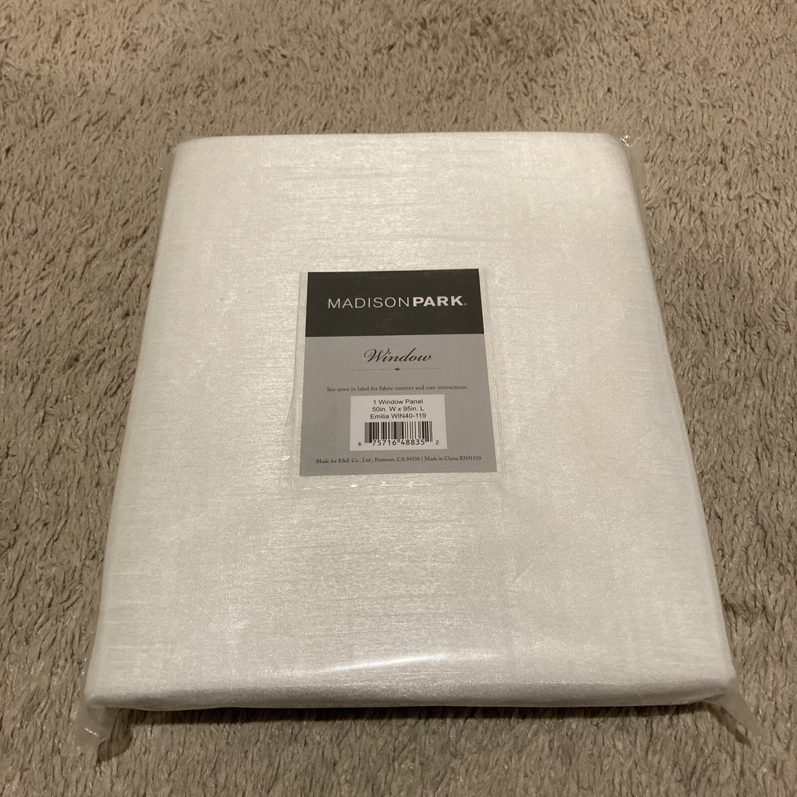 Madison Park Emilla Window Curtain 50X95 In White (New)