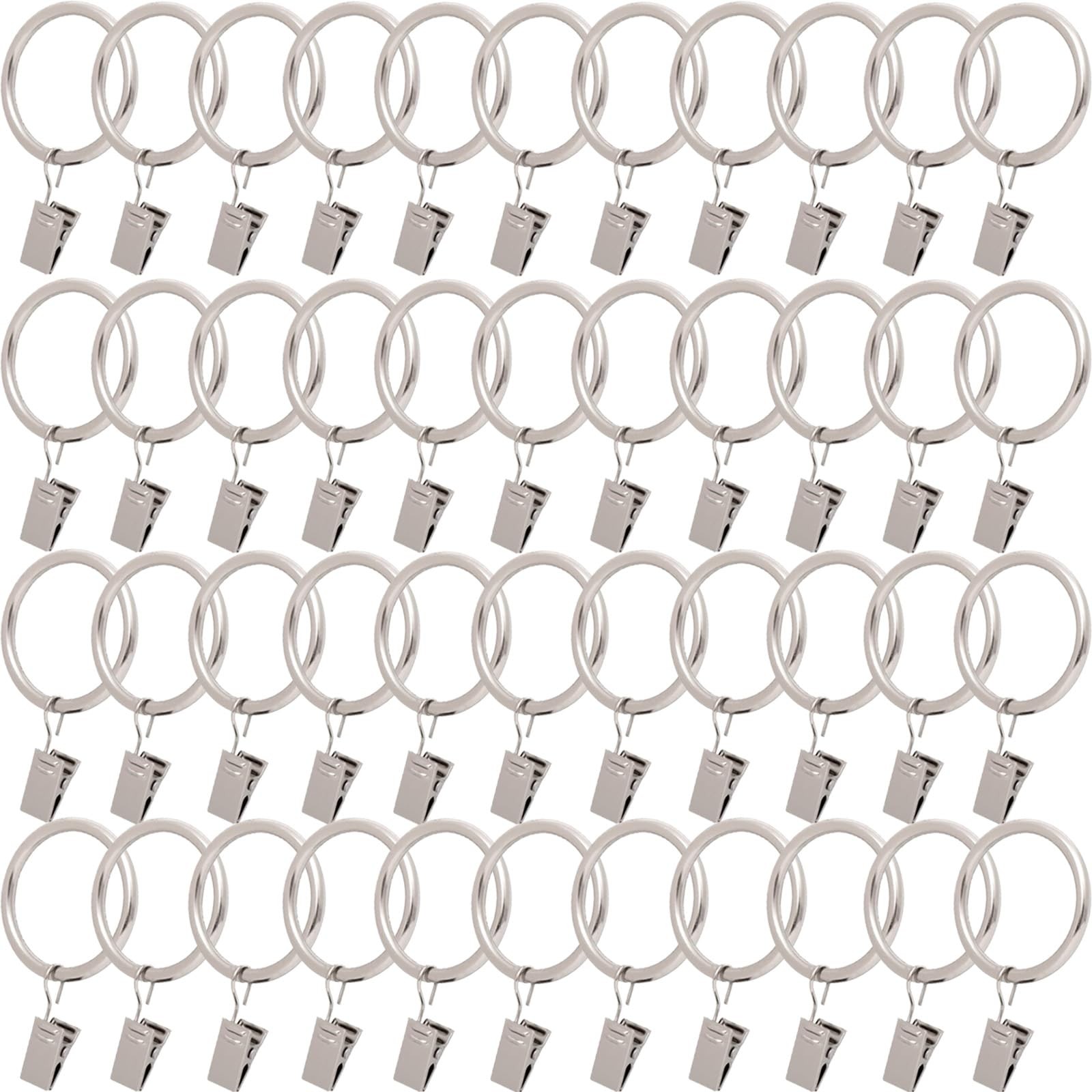 44 Pack Curtain Rings with Clips, Window Clip Rings Curtain Hooks Hangers Clip