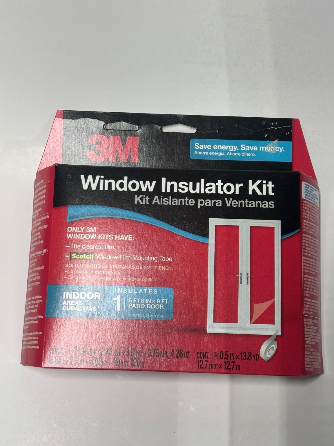 3M Indoor Window Insulator Kit Patio Door 6’8″ x 9′ Clear Film Scotch Tape New
