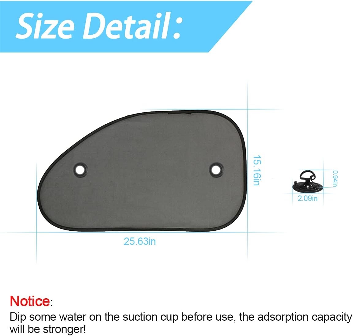 2 Pack Universal Car Window Shade Cling Sunshade Sun, Glare and UV Protection