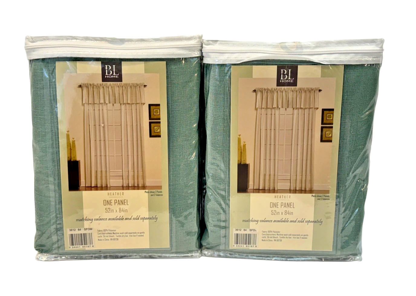 Beacon Looms (BL) Heather Panel Pair (2) 52″ x 84″ Seafoam Green Sheer