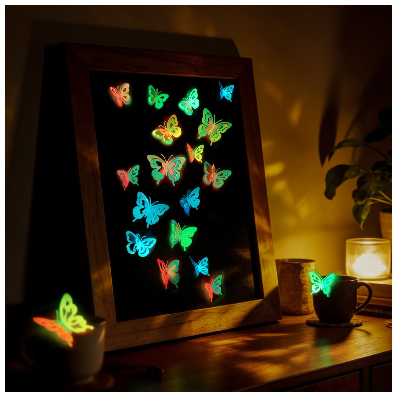 Glow in the Dark Holographic Butterfly Wall Decorations Luminous Color-Changi…