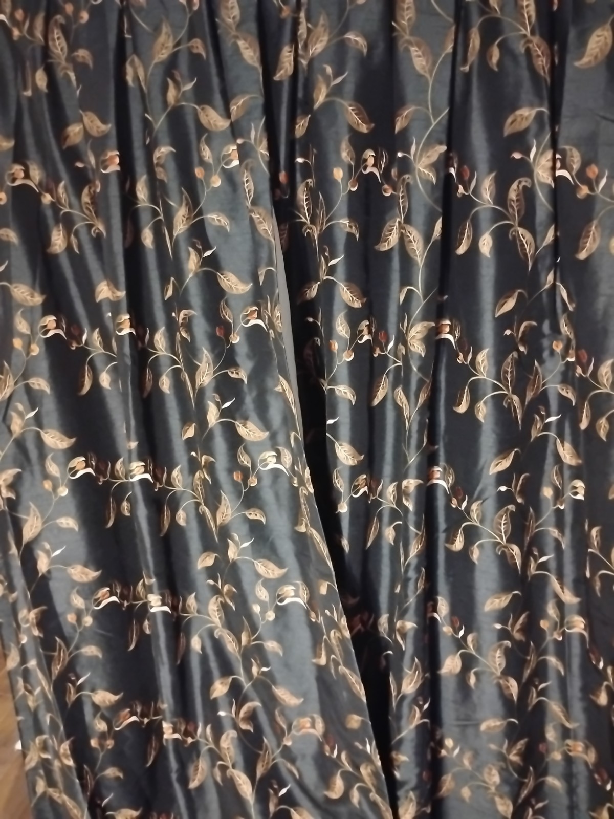 CUSTOM HEAVY Brocade LUXURY Lined Drape Panels Blue/ Gold Jacquard 32/87