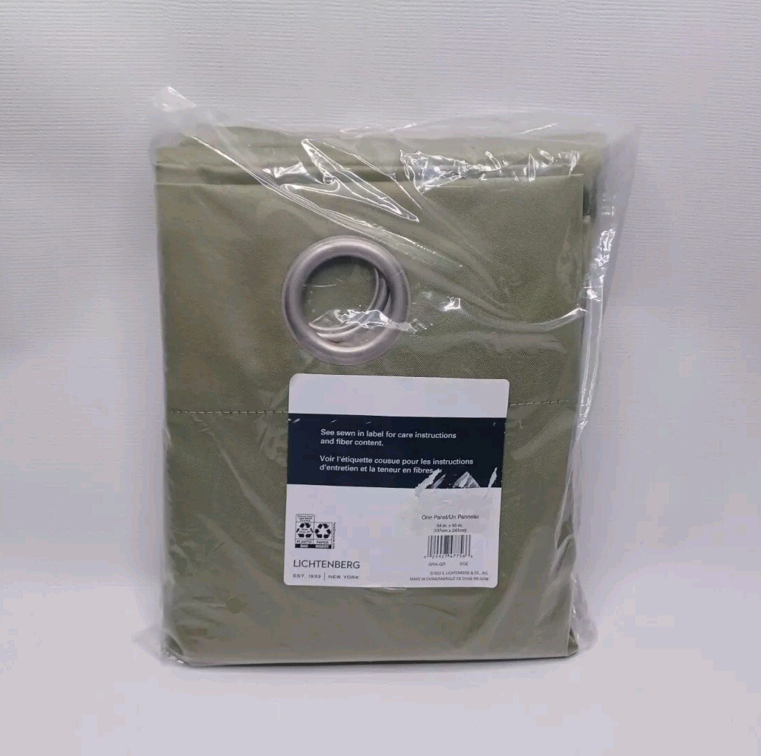 (1) Lichtenberg Grommet Curtain Panel 54″ x 95″ Green New