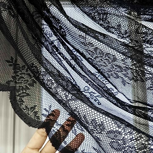 Romatic Lace Embroidery Window Scarf Sheer 57″W x 144″L (Pack of 1) Black