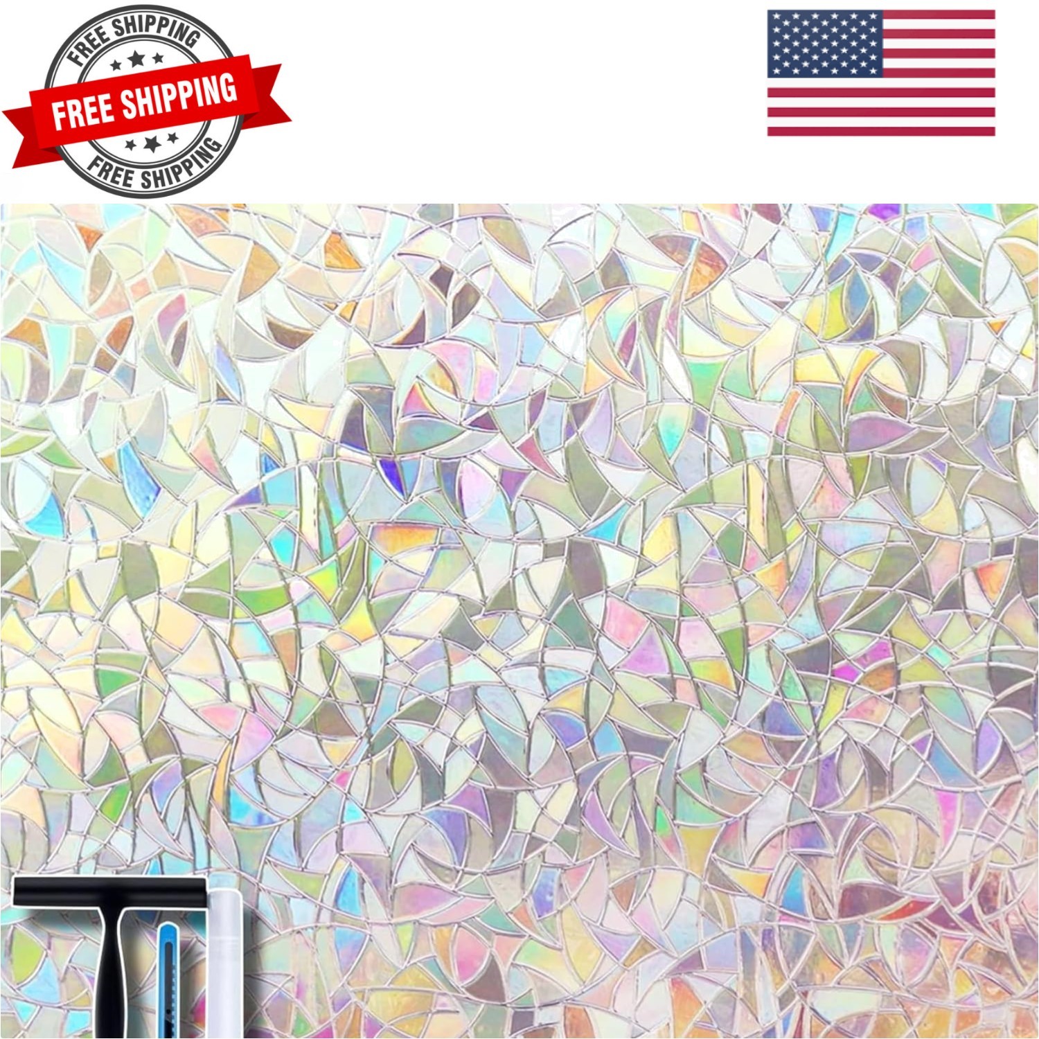 Window Privacy Film with Installation Tools, Static Window Clings Vinyl 3D De…