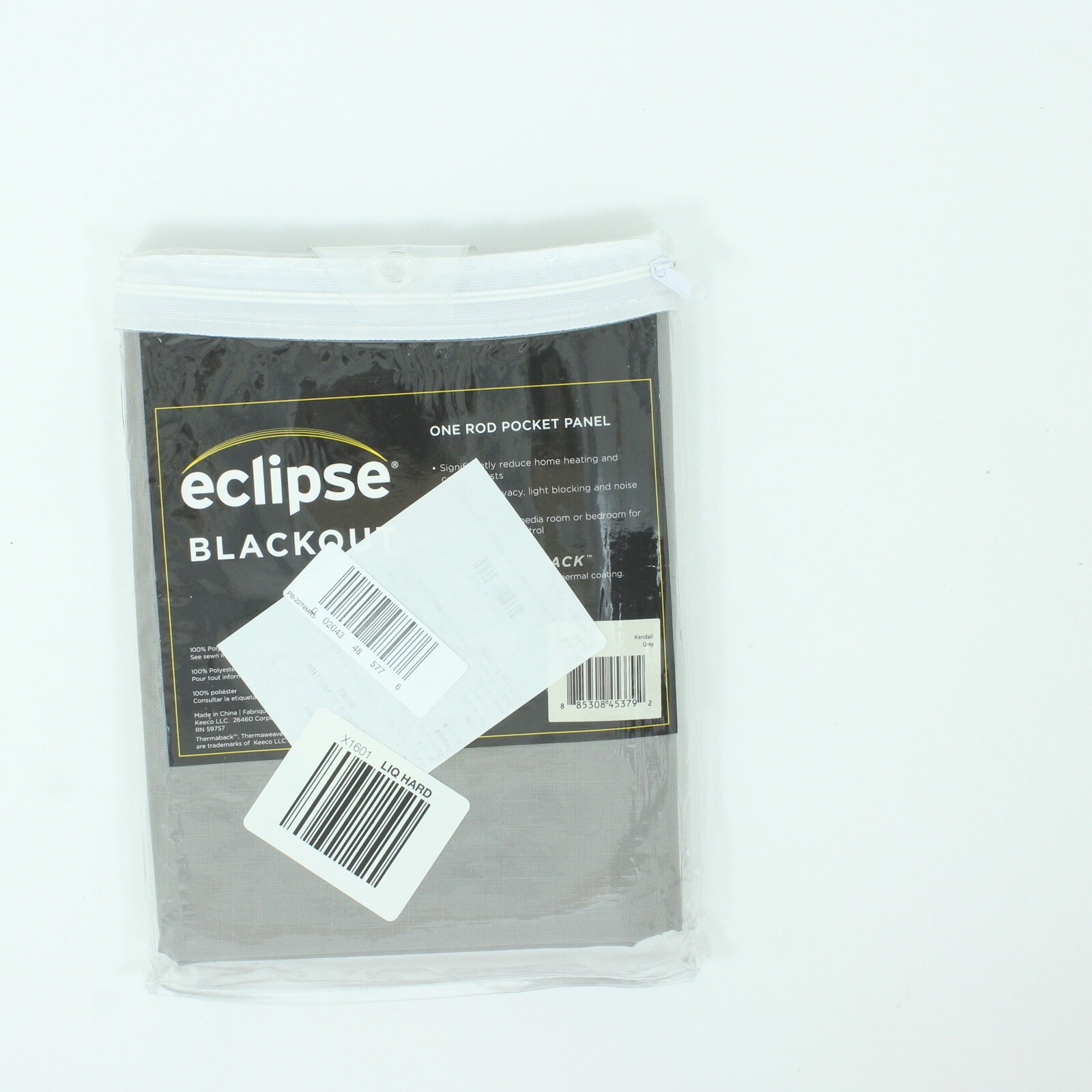 Eclipse Kendall Blackout Curtain Panel Gray 42×63 Rod Pocket