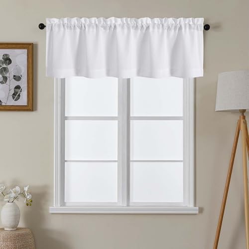 Valance for Window Curtains 16 Inch Length, 60″W x 16″L (Pack of 1) White