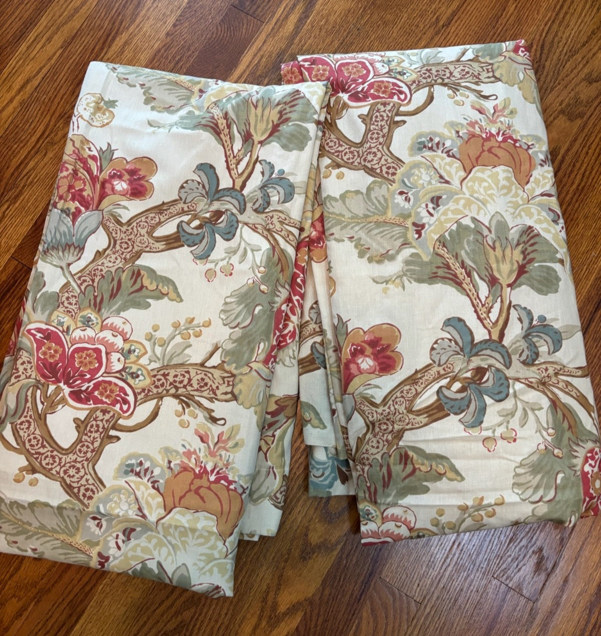 Pottery Barn Graciela Palampore Curtains Set 2 Panels 50×96 Linen Blend Lined