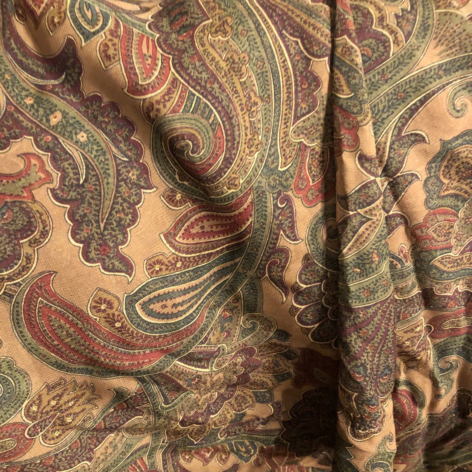 3 Pc Baxter Paisley Pair Curtains American Living W/Matching Window Scarf